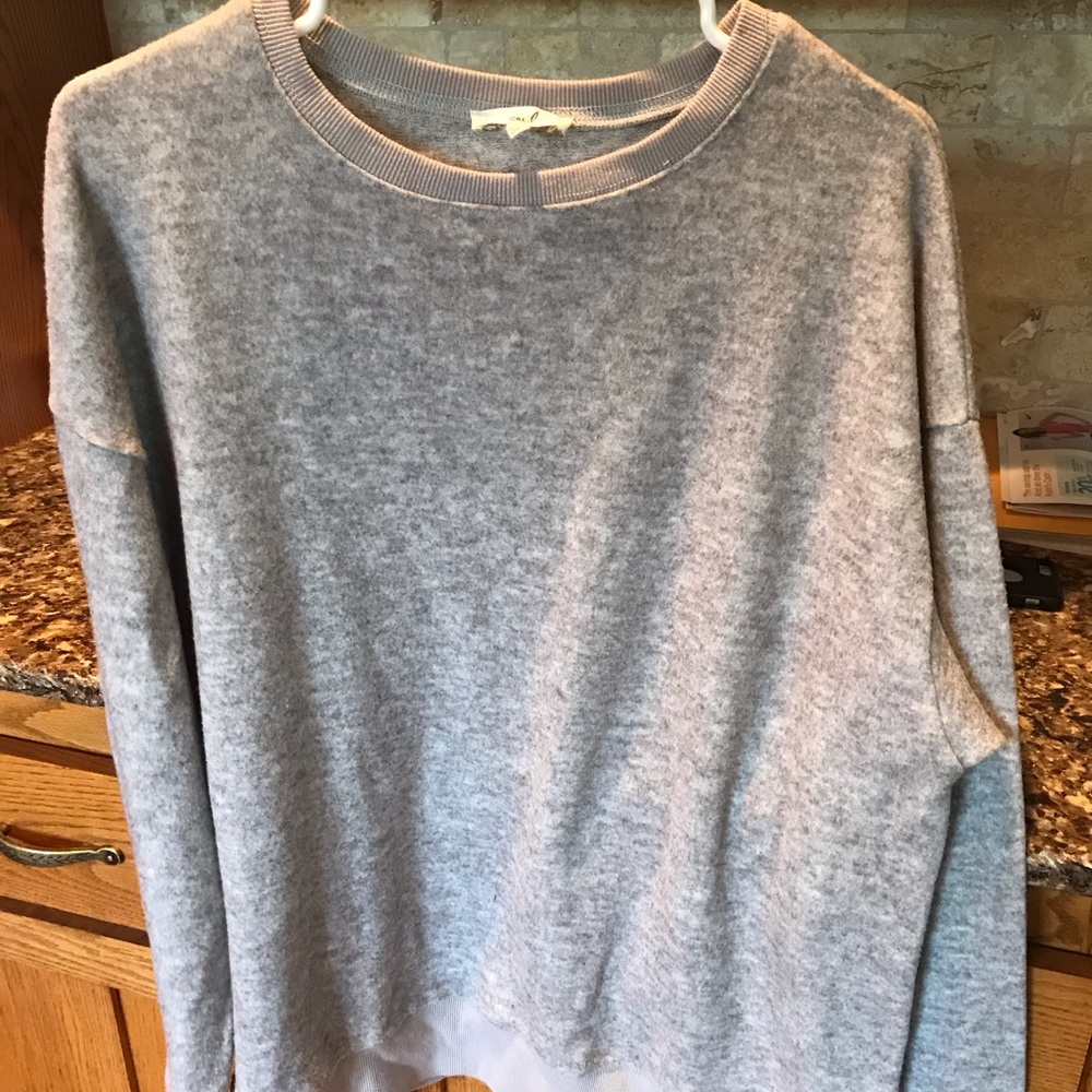Gray sweater.